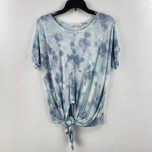 Young Fabulous &‎ Broke Tie Dye Womens Top S Tie Front Top Blue Stretchy